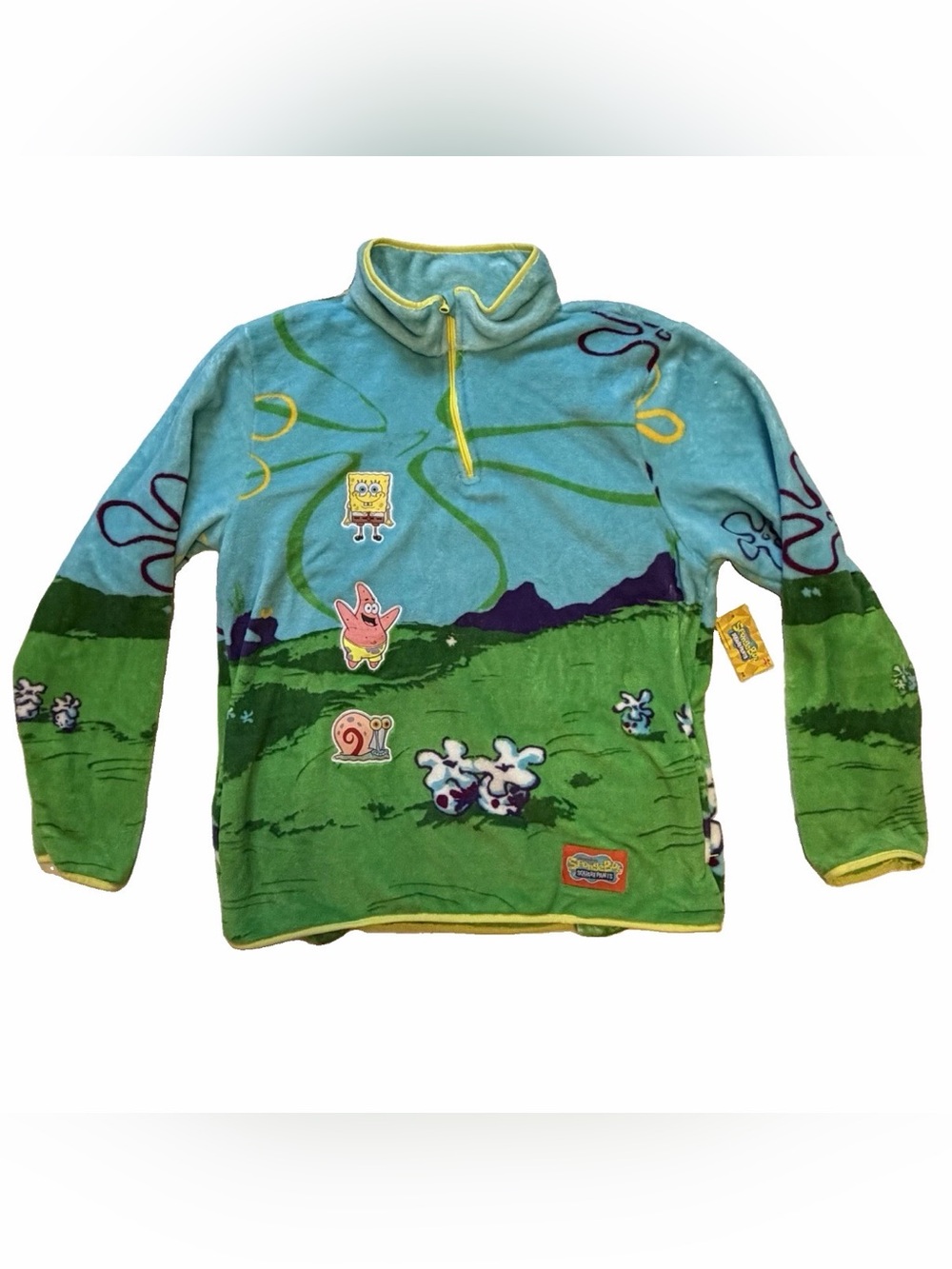 SpongeBob Jellyfish Fields Quarter zip Fleece Pullover Top size XL